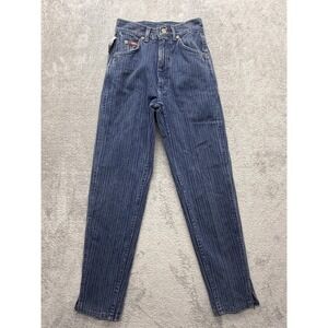 Vintage Lee Capri Jeans Juniors 3 Blue Striped High Rise 100%‎ Cotton USA 23x26